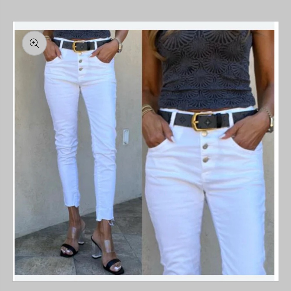 Bevvy Flog Aviv Button Fly White Denim sz 28 nwot